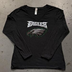 Womens Rare Eagles Long Sleeve Bedazzled Tee SZ XL